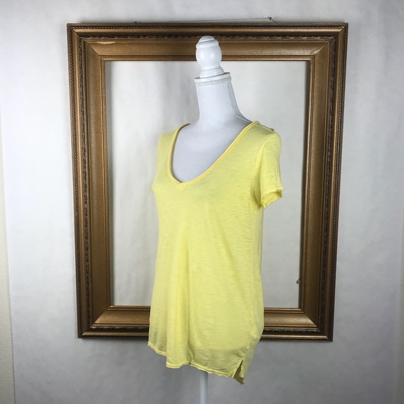 T. La ANTHROPOLOGIE yellow high low tissue tee XS - Picture 2 of 7